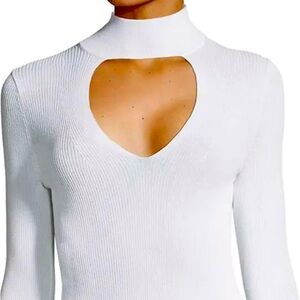 360 Sweater Ivory Keyhole Turtleneck